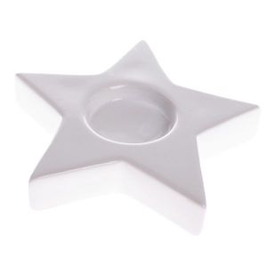 Suport de lumânări de Crăciun din ceramică Astre alb, 11, 5 x 11, 5 cm imagine