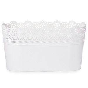 Ghiveci de flori Lace, din plastic, alb imagine