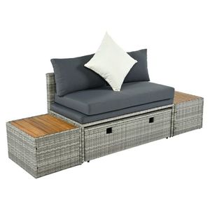 Set rattan de grădină DEBRA, gri/natural/crem imagine