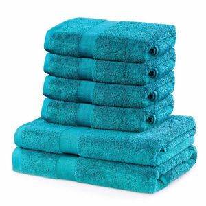 DecoKing Set prosoape Marina turcoaz, 4 buc. 50 x 100 cm, 2 buc. 70 x 140 cm, turcoaz imagine