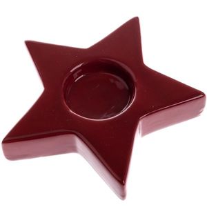 Suport de lumânări de Crăciun din ceramică Astre roșu, 11, 5 x 11, 5 cm imagine