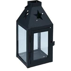 Felinar de metal Hey Star negru, 8 x 8 x 17 cm imagine