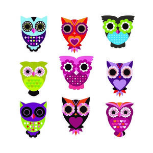 Decorațiune autocolantă Owls, 30 x 30 cm imagine