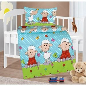 Bellatex Baby crepe lenjerie de pat Agata Sheepalbastru, 90 x 135 cm, 45 x 60 cm imagine