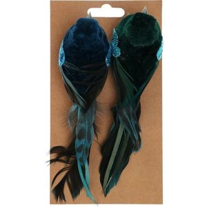 Pasăre pe clip set de 2 buc, albastru / verde , 17 x 5, 5 x 4, 5 cm imagine
