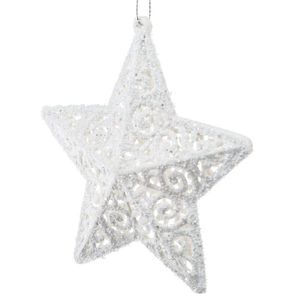 Ornament de Crăciun Carlita Star alb, 11, 5 x 11, 5x 2 cm, plastic imagine