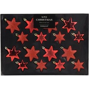 Set de decorațiuni de Crăciun Star roșu, 16 buc, roșu imagine