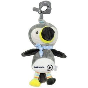 Baby Mix Jucărie de pluș cu mașină de jucat șiclip Tukan gri, 24 cm imagine