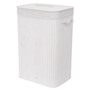 Compactor Coș pentru rufe murdare Bamboo dreptunghiular, alb, alb imagine