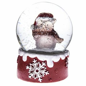 Decorațiune Glob de zăpadă de Crăciun Bufniță roșu, 6, 5 x 8, 5 cm imagine