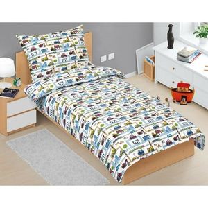 Lenjerie de pat din bumbac pentru copii BellatexJunior City verde, 140 x 200, 70 x 90 cm imagine