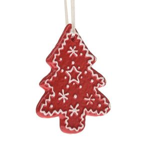 Decorațiune suspendată din ceramică Copac , 9 x8, 7 x 1 cm, roșu turtă dulce imagine