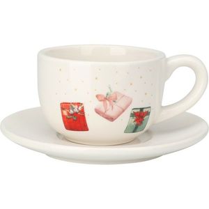 Ceașcă cu farfurioară de Crăciun Cadouri, din porțelan, 250 ml imagine