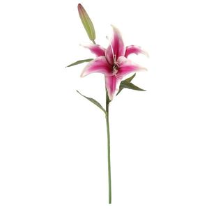 Floare artificială Lily roz închis, 17 x 17 x 60cm imagine
