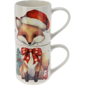 Set 2 căni Fox, 265 ml, porțelan imagine