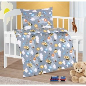 Lenjerie de pat pentru pătuț Bellatex Cotton AgataBear gri, 90 x 135 cm, 45 x 60 cm imagine