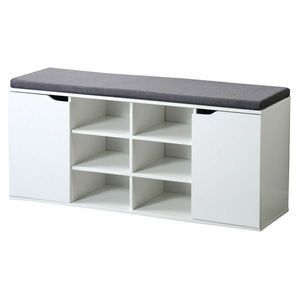 Raft pentru pantofi cu scaun Kesper 15918, alb, 103 x 48 x 30, 5 cm, alb imagine