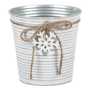 Ghiveci de flori cu fulg de nea din lemn, metal, diam. 15 cm imagine