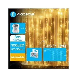 Instalație LED de Crăciun de exterior 100xLED/8 funcții 3xAA 4x1m IP44 alb cald imagine