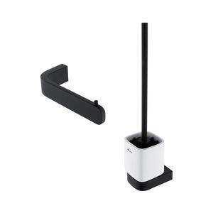 Perie de toaletă de perete și suport de hârtie igienică NIMCO NKC set-94KN-90 NIKAU negru mat imagine