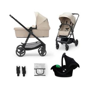 Cărucior de copii combinat 3 în 1 KINDERKRAFT NEWLY Classic beige + scaun auto MINK PRO imagine