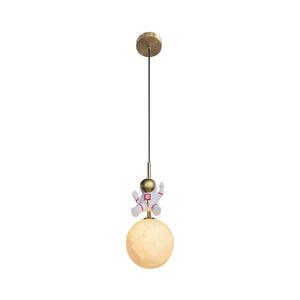 Lustră pe cablu pentru copii ASTRONAUT 1xE27/60W/230V d. 15 cm auriu/bej imagine