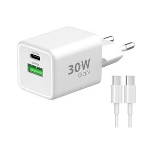 Adaptor de încărcare rapidă Winner Group 2xUSB PD 30W + cablu USB-C / USB-C 1m imagine