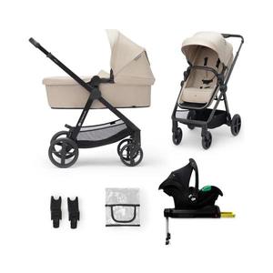 Cărucior de copii combinat 4 în 1 KINDERKRAFT NEWLY Classic beige + scaun auto MINK PRO imagine