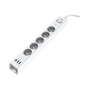Prelungitor cu protecție la suprantensiune 5Z + 2xUSB-A + 1xUSB-C alb imagine