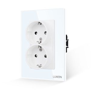 Priza Dubla cu Rama din Sticla LUXION Pentru Doza Simpla imagine