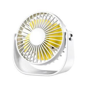 Mini ventilator penru birou, unghi reglabil, suport, incarcare Usb-C, Alb/Galben imagine