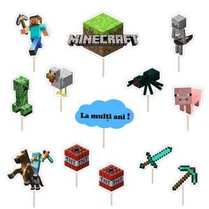 Set accesorii brioșe/ tort, 10 buc, tematica Minecraft, Photo Paper Glossy imagine