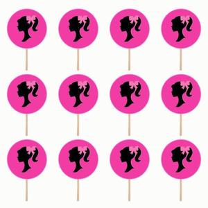 Set accesorii brioșe/ tort, 30 buc, tematica Barbie Tip 1, Photo Paper Glossy imagine