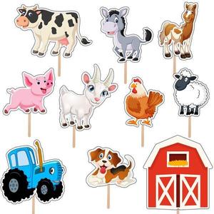 Set accesorii brioșe/ tort, 10 buc, tematica Ferma, Photo Paper Glossy imagine