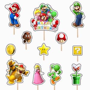 Set accesorii brioșe/ tort, 12 buc, tematica Mario, Photo Paper Glossy imagine