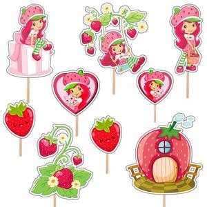 Set accesorii brioșe/ tort, 9 buc, tematica Capsunica Prajiturica, Photo Paper Glossy imagine