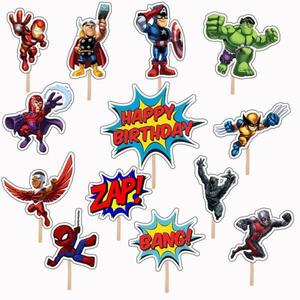 Set accesorii brioșe/ tort, 13 buc, tematica Eroi Marvel Tip 2, Photo Paper Glossy imagine