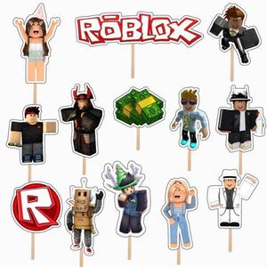 Set accesorii brioșe/ tort, 13 buc, tematica Roblox, Photo Paper Glossy imagine
