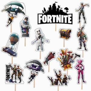 Set accesorii brioșe/ tort, 14 buc, tematica Fortnite, Photo Paper Glossy imagine