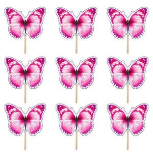 Set accesorii brioșe/ tort, 30 buc, tematica Fluturi Tip 6, Photo Paper Glossy imagine