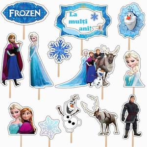 Set accesorii brioșe/ tort, 13 buc, tematica Elsa, Photo Paper Glossy imagine