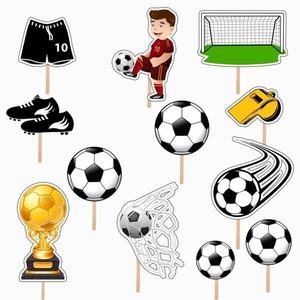 Set accesorii brioșe/ tort, 12 buc, tematica Fotbal, Photo Paper Glossy imagine