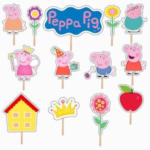 Set accesorii brioșe/ tort, 13 buc, tematica Purcelusa Peppa, Photo Paper Glossy imagine