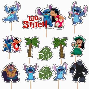 Set accesorii brioșe/ tort, 13 buc, tematica Lilo & Stitch, Photo Paper Glossy imagine