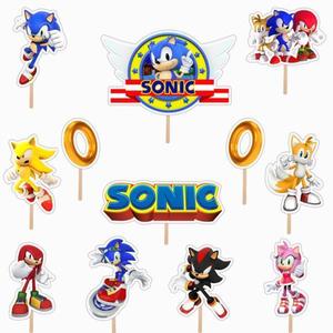 Set accesorii brioșe/ tort, 12 buc, tematica SONIC, Photo Paper Glossy imagine
