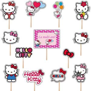Set accesorii brioșe/ tort, 14 buc, tematica de Hello Kitty!, Photo Paper Glossy imagine