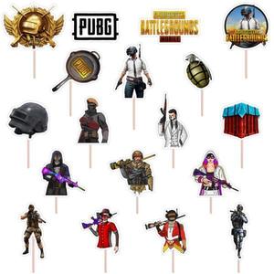 Set accesorii brioșe/ tort, 18 buc, tematica PUBG, Photo Paper Glossy imagine