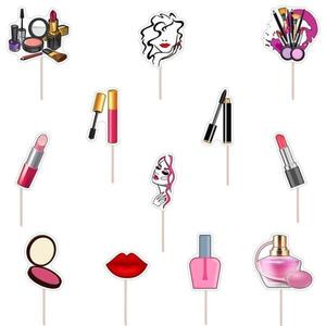 Set accesorii brioșe/ tort, 12 buc, tematica Make-up, Photo Paper Glossy imagine