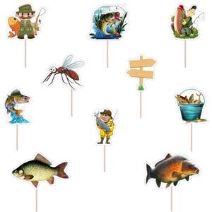 Set accesorii brioșe/ tort, 10 buc, tematica Pescar, Photo Paper Glossy imagine