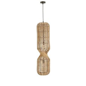 Lustra Malabo, Bizzotto, D25.5x103 cm, 2 x E27, 40W, metal/hartie impletita, natural imagine
